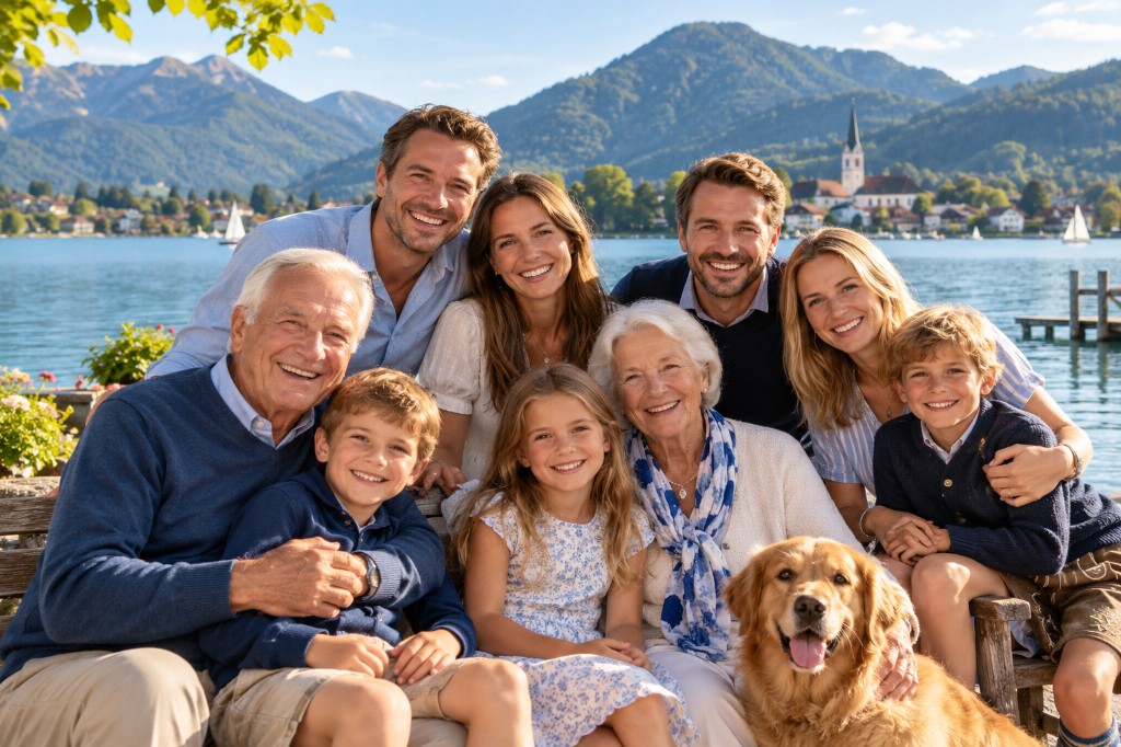 Mehrgenerationenfamilie am Tegernsee – Sehen und Lebensqualität
